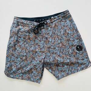 Vissla Men's Floral Boardshorts Swim Trunks Blue Brown Size 33